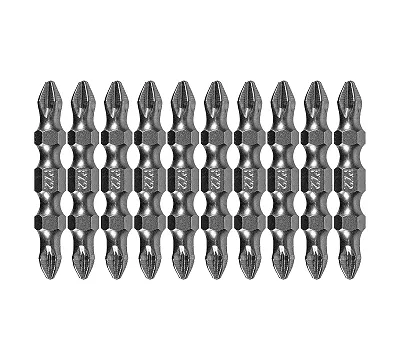 Бита двухсторонняя, PH2-PZ2 х 45 мм, сталь S2, 10 шт. Denzel
