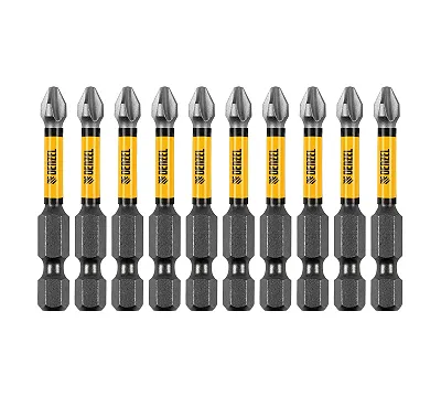 Бита IMPACT, PH2x50 мм, лазерная обработка шлица, сталь S2, 10 шт., Е 6,3 Denzel