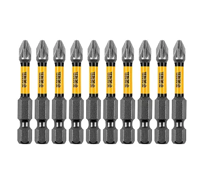 Бита IMPACT, PZ2x50 мм, лазерная обработка шлица, сталь S2, 10 шт., Е 6,3 Denzel