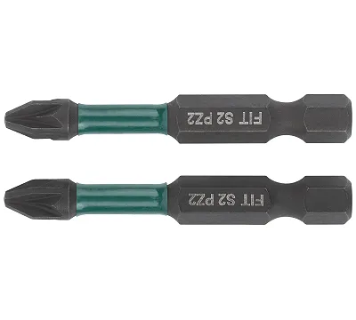 Биты кованые ударные, сталь S2, односторонние 50 мм PZ2, Профи 2 шт., блистер FIT