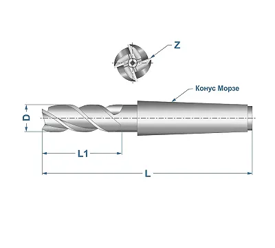 Фреза концевая 10.0х92х22мм, Р6М5, 4-перая, к/х, КМ1, GRIFF