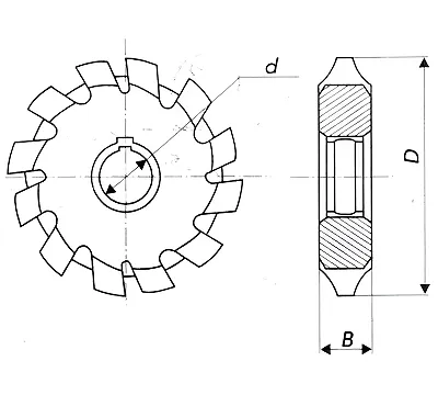 Фреза m 1,0 №2 50x19x4,0 Р6М5 20°, z=14