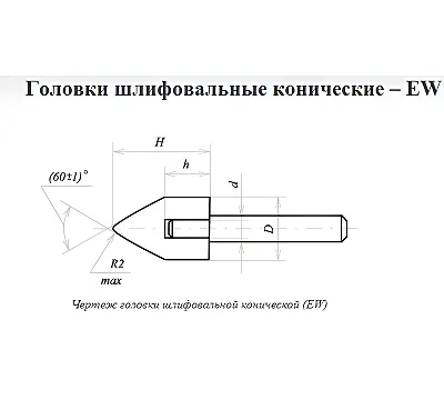 Головка абразивная 32х40х6 EW(ГК) 25А F60(25Н) O(СТ1) с хвостовиком CNIC
