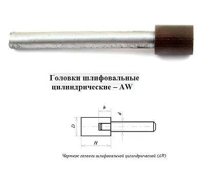 Головка алмазная цилиндрическая d 6,0х3х6х60мм AW(ГЦ) SSD-2(АС4)125/100 100% В2-01 с хвостовиком TLX