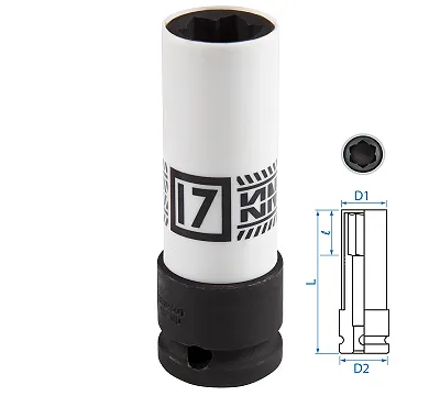 Головка для секретных болтов MB ударная 1/2", 17 мм KING TONY 9BW4501