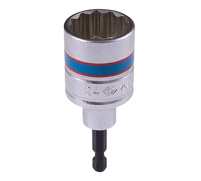 Головка для шуруповерта двенадцатигранная 1/4", 24 мм, L = 80 мм KING TONY 76B824M