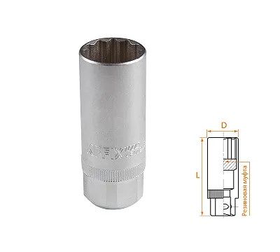 Головка свечная двенадцатигранная 1/2", 21 мм, резиновый фиксатор AFFIX AF00242021