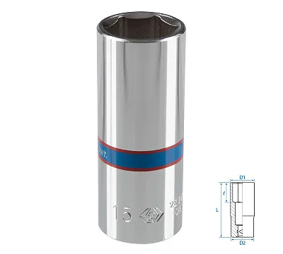 Головка торцевая глубокая шестигранная 1/4", 15 мм KING TONY 223515M