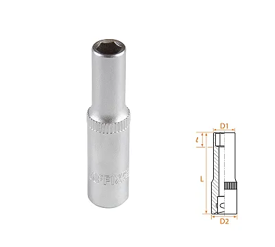 Головка торцевая глубокая шестигранная 1/4", 6 мм AFFIX AF00120006