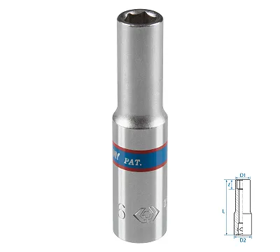 Головка торцевая глубокая шестигранная 6 мм 1/4'' KING TONY 223506M