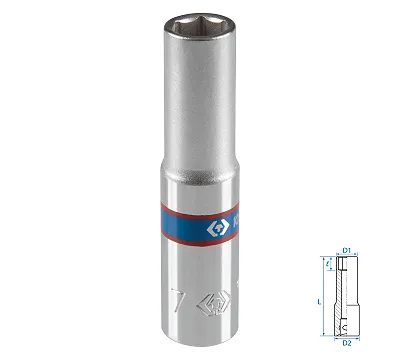 Головка торцевая глубокая шестигранная 7 мм 1/4'' KING TONY 223507M