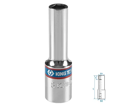 Головка торцевая глубокая шестигранная 8 мм 3/8'' KING TONY 323508M