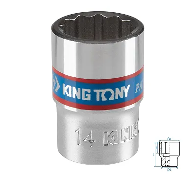 Головка торцевая стандартная двенадцатигранная KING TONY
