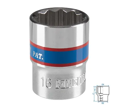 Головка торцевая стандартная двенадцатигранная 16 мм 3/8'' KING TONY 333016M