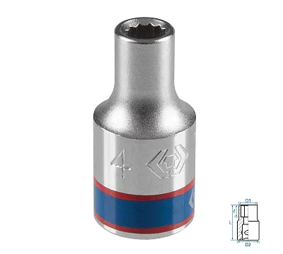 Головка торцевая стандартная двенадцатигранная 4 мм 1/4'' KING TONY 233004M