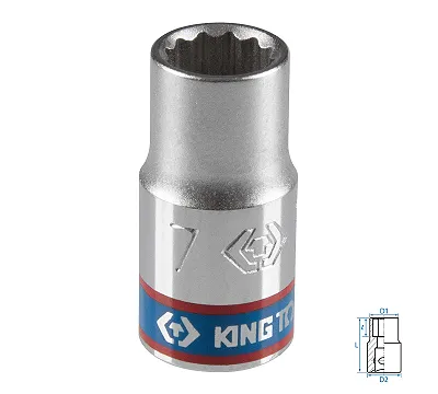 Головка торцевая стандартная двенадцатигранная 7 мм 1/4'' KING TONY 233007M