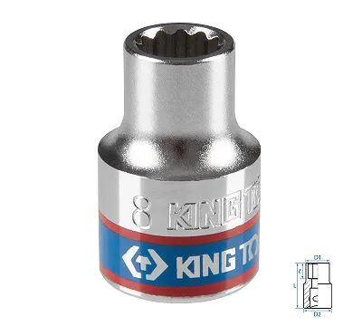 Головка торцевая стандартная двенадцатигранная 8 мм 3/8'' KING TONY 333008M