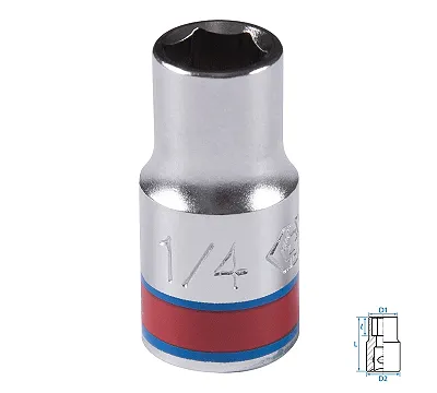Головка торцевая стандартная шестигранная 1/4'' посадка 1/4'' KING TONY