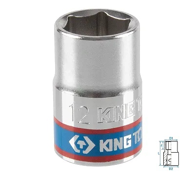 Головка торцевая стандартная шестигранная 12 мм 3/8'' KING TONY 333512M