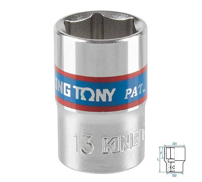 Головка торцевая стандартная шестигранная 13 мм 3/8'' KING TONY