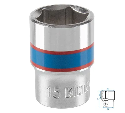 Головка торцевая стандартная шестигранная 15 мм 3/8'' KING TONY 333515M