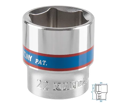 Головка торцевая стандартная шестигранная 22 мм 3/8'' KING TONY 333522M