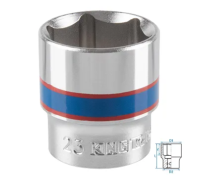 Головка торцевая стандартная шестигранная 22 мм 3/8'' KING TONY 333523M