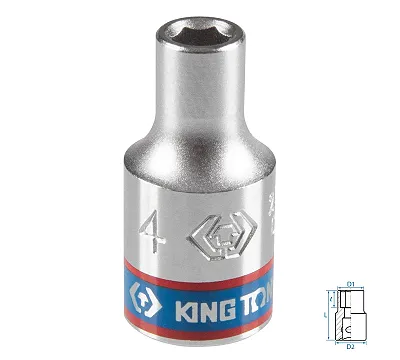 Головка торцевая стандартная шестигранная 4 мм 1/4'' KING TONY