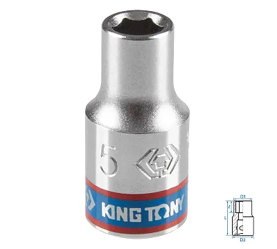 Головка торцевая стандартная шестигранная KING TONY DIN 3124