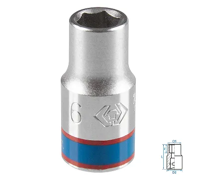 Головка торцевая стандартная шестигранная KING TONY DIN 3124