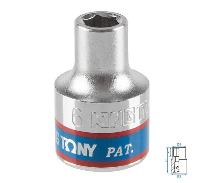 Головка торцевая стандартная шестигранная 6 мм 3/8'' KING TONY 333506M