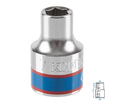 Головка торцевая стандартная шестигранная 7 мм 3/8'' KING TONY 333507M