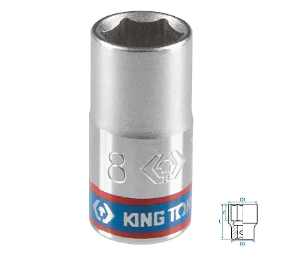 Головка торцевая стандартная шестигранная 8 мм 1/4'' KING TONY 233508M