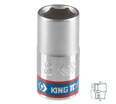 Головка торцевая стандартная шестигранная 8 мм 1/4'' KING TONY