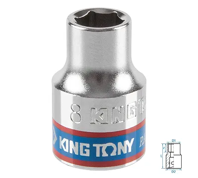 Головка торцевая стандартная шестигранная 8 мм 3/8'' KING TONY