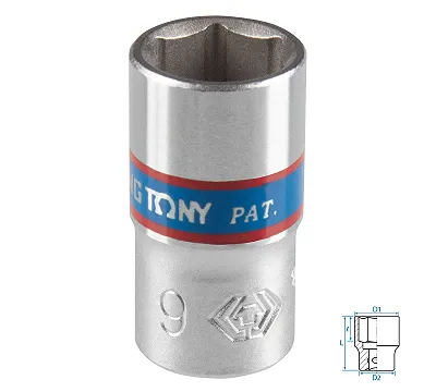 Головка торцевая стандартная шестигранная 9 мм 1/4'' KING TONY 233509M