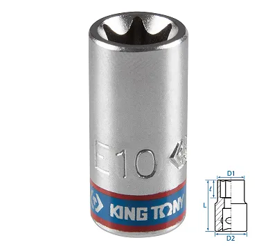 Головка торцевая TORX Е-стандарт 1/4", E10, L = 24 мм KING TONY 237510M