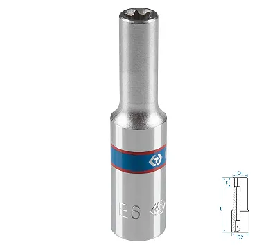 Головка торцевая TORX Е-стандарт 1/4'' E6 KING TONY