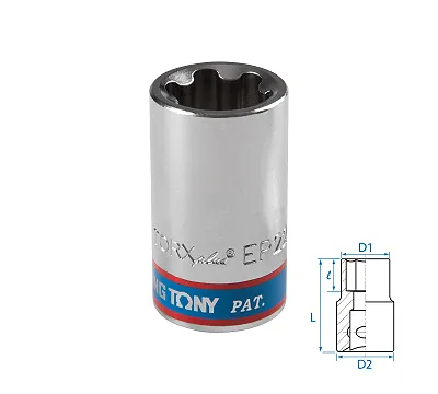 Головка торцевая TORX Plus 1/2", EP22, L = 45 мм KING TONY 433E22M