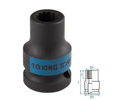 Головка торцевая ударная двенадцатигранная 1/2", 10 мм KING TONY 453010M