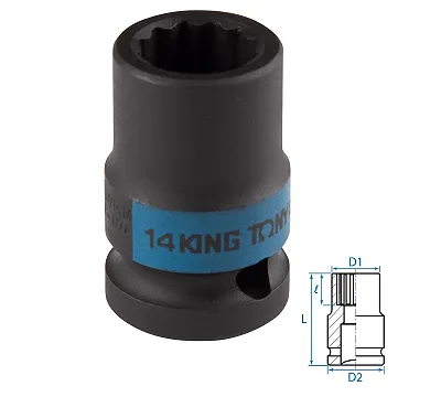 Головка торцевая ударная двенадцатигранная 1/2", 14 мм KING TONY 453014M