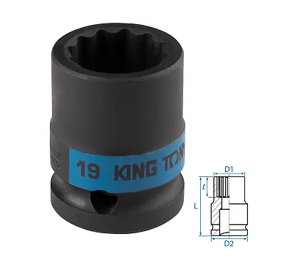 Головка торцевая ударная двенадцатигранная 19 мм 1/2'' KING TONY 453019M