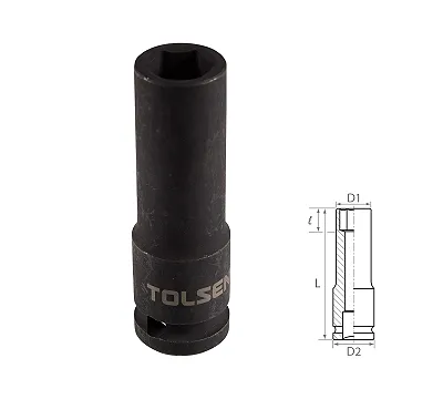 Головка торцевая ударная глубокая шестигранная 1/2", 15 мм TOLSEN TT18265