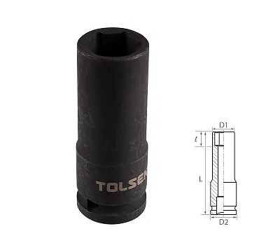 Головка торцевая ударная глубокая шестигранная 1/2", 16 мм TOLSEN TT18266