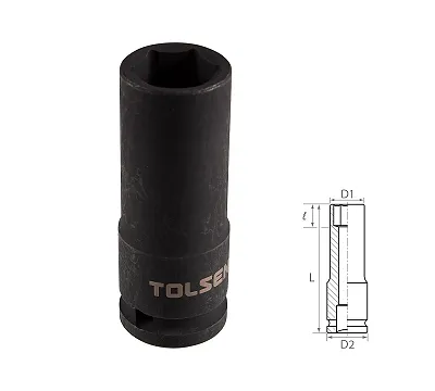 Головка торцевая ударная глубокая шестигранная 1/2", 19 мм TOLSEN TT18269