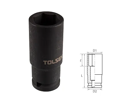 Головка торцевая ударная глубокая шестигранная 1/2", 21 мм TOLSEN TT18271