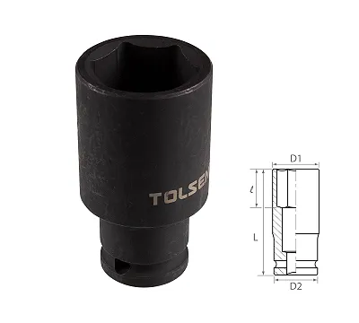 Головка торцевая ударная глубокая шестигранная 1/2", 27 мм TOLSEN TT18277