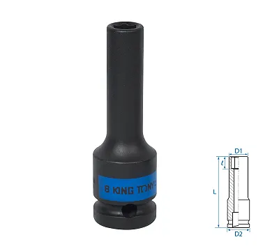 Головка торцевая ударная глубокая шестигранная 8 мм 1/2'' KING TONY 443508M