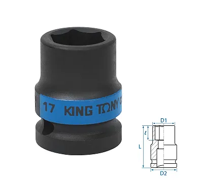 Головка торцевая ударная шестигранная KING TONY