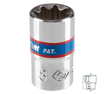 Головка торцевая восьмигранная 1/4'' KING TONY